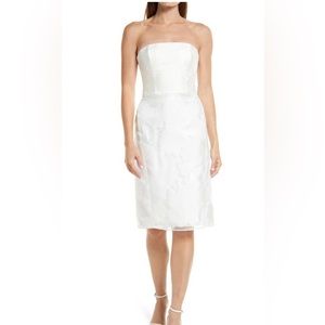 Nwt! AMSALE Rose Fil Coupé Strapless Cocktail Dress sz 8